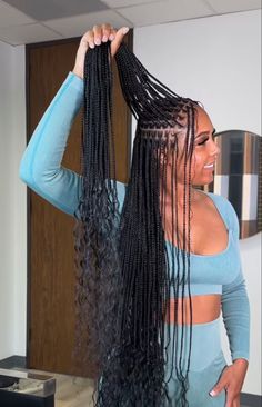 Christmas Hairdos, Braided Wigs For Black Women, Curled Ends, Double Buns, Half Bun, Individual Braids, Braided Hairstyles For Black Women Cornrows, Braids Hairstyles For Black Women, Big Box Braids Hairstyles