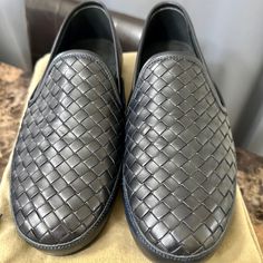 Brand New. Lambskin Italian Leather. Super Comfy. Size 39. Retails Over $1,500. Luxury Woven Leather Slip-on Loafers, Designer Slip-ons With Rubber Sole And Round Toe, Luxury Black Slip-ons With Round Toe, Elegant Slip-ons With Woven Sole And Round Toe, Black Woven Leather Loafers With Round Toe, Luxury Calf Leather Slip-on Shoes, Luxury Black Leather Slip-ons, Luxury Calf Leather Slip-ons With Flat Heel, Luxury Slip-ons For Galas