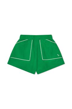 The Princeton Short is a lightweight flared athletic short. With deep patch pockets and an elasticated waistband this style proves function on and off the court. Designed to wear with the matching Yale jacket. Machine wash cold with like colors. Tumble dry low to avoid shrinkage 100% Nylon RH-231-GRN Sporty Athletic Shorts With Side Pockets For Summer, Sporty Summer Athletic Shorts With Side Pockets, Green Sporty Athletic Shorts With Side Pockets, Sporty Green Athletic Shorts With Side Pockets, Green Nylon Shorts With Functional Drawstring, Green Functional Shorts With Side Pockets, Sporty Shorts With Patch Pockets, Outdoor Green Shorts With Patch Pockets, Green Outdoor Shorts With Patch Pockets