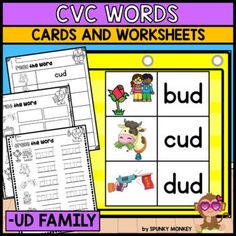 cvc words cards and worksheets with pictures