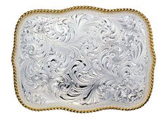 (MS860) Western Large Scalloped Silver Belt Buckle by Montana Silversmiths Western Candle Holders, Western Picture Frames, Western Candles, Smith And Western, Western Sculpture, Western Bracelets, Western Prints, Western Bedding, Western Wall Art