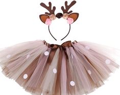 Deer costume girls deer outfit brown deer tutu Christmas | Etsy Tutu Skirt Outfit, Reindeer Costume, Baby Cosplay, Deer Girl, Deer Costume, Antler Headband, Girl Tutu Skirt, Ribbon Decorations