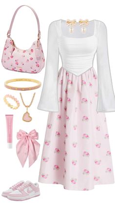 #explore #pink #pinterest #skirt #white #aesthetic #pastel #summerfridays #dunks #coach #fyp #tiktok #nike #dunks #katespade #rich #money #oldmoney #collage #barbie #lanadelray #coquette #femme Pastel Pink Outfits Aesthetic, Pastel Pink Outfit, Pink Pinterest, Rich Money, Hippie Style Clothing, Aesthetic Pastel, Classy Dress Outfits