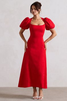 CLUB L LONDON
@clubllondon 
Hacienda Red Poplin Puff-Sleeve Maxi Dress Red Puff Dress, Summer Day Dresses, Club L London, White Maxi Dress, Black Tie Gala, Party Dress Long Sleeve, Bridesmaid Outfit, Christmas Party Dress, Black Sequin Dress