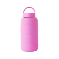 a pink insulated water bottle on a white background