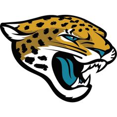 the jacksonville tigers logo is shown in black and gold, with an orange leopard's head