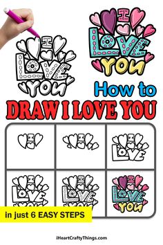 Valentines Day Drawings Art Ideas Easy, Valentines Easy Drawings, How To Draw Valentines, Valentines Simple Drawing Ideas, How To Draw Valentines Doodles, Step By Step Valentines Day Drawings, Chalk Markers Art, I Love You Drawings, Drawing Lessons For Kids