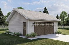 a two car garage is shown in this rendering