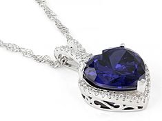 Bella Luce® Esotica™ tanzanite and white diamond simulants 11.58ctw heart and round, rhodium over sterling silver heart pendant. Pendant measures approximately 0.94" L x 0.56" W and has a 2mm bail. Includes 18" L 0.03" W singapore chain that has a 2" extender and lobster claw clasp closure. Formal Cubic Zirconia Jewelry With Heart Charm, Formal Heart Pendant Jewelry In Cubic Zirconia, Cubic Zirconia Gemstone Heart Pendant Necklace, Heart-shaped Cubic Zirconia Fine Jewelry, Heart Shaped Cubic Zirconia Fine Jewelry, Fine Jewelry Heart-shaped Crystal Jewelry, Fine Jewelry Heart-shaped Crystal, Fine Crystal Heart Jewelry, White Gold Crystal Heart Pendant Jewelry