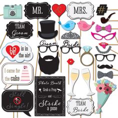 wedding photo booth props for the bride and groom