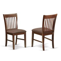 two wooden chairs side by side against a white background