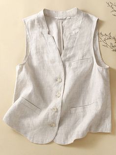 Coat Waistcoat Sleeveless Jacket Linen Vest Tops Retro Solid V Neck Loose Casual Package:1 pcs Waistcoat (Other Accessories are not included) Material:Linen Colors:blue,beige Size:M,L,XL,2XL Sleeve Length:Sleeveless Neckline:V-Neck Pattern:Solid Thickness:Thin Garment:Hand washing or machine washing,line dry. Attentions: 1.The Real Object May Exist Slightly Colors Differences Compared To Images As Different Computers Display.Caution If Minding,Thanks. 2.There Might Be A Manual Measuring 1-3 cm Error.Sorry For Any Inconvenience. 3.Please Prevail On Real Item, Model Images For Reference Only. 4.Attention!!!Please check the size chart carefully before placing the order. Sleeveless Vest Jacket, Cottagecore Clothes, Linen Vest, Waist Coat, Estilo Preppy, Style Preppy, Summer Linen, Casual Vest, Outerwear Vest