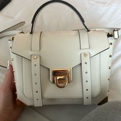 Brand New Good Condition, White Leather, Crossbody Strap, Phone Pocket, Very Popular One Of The Best Selling Mk Bags . Strap Phone, Mk Bags, White Bag, Michael Kors Bag, Crossbody Strap, White Leather, Leather Crossbody, Manhattan, Michael Kors