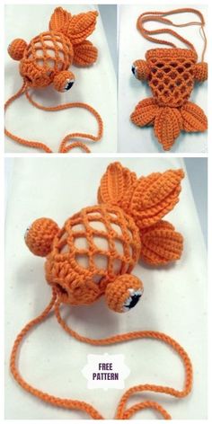 crocheted turtle made from yarn and thread with instructions to make it look like an ornament