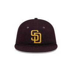 The San Diego Padres Wool Retro Crown 59FIFTY Fitted Cap features an embroidered Padres logo at the front panels with a matching MLB Batterman logo at the rear. Additional details include eyelets throughout the cap and a beige undervisor. Padres Logo, Houston Cougars, Atlanta Hawks, Utah Jazz, San Diego Padres, Houston Rockets, Fitted Caps, Indianapolis Colts, Atlanta Falcons