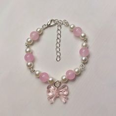 DM to buy 💌 instagram: beamijewelry Original design <3 Cute Charm Bracelets Diy, Cute Pink Bracelets, Bracelet Pictures Ideas, Pulseras Coquette, Bracelet Inspo Beads, Aesthetic Beaded Bracelets, Coquette Bracelets, Aesthetic Bracelet Ideas