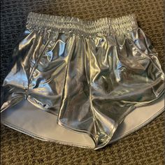 Never Worn Perfect Condition Summer Shorts By Amazon, Casual Metallic Bottoms With Elastic Waistband, Metallic High-waisted Shorts For Summer, Amazon Summer Bottoms, Amazon Casual Short Length Bottoms, Casual Metallic Shorts, Casual Amazon Brand Shorts, Casual Summer Bottoms From Amazon, Casual Short Length Bottoms By Amazon