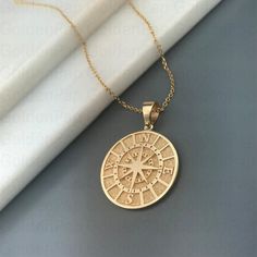 14k Solid Gold Pendant Compass Diameter 2.6cm | Etsy Symbolic Round Jewelry With Compass Design, Amulet Style Compass Pendant Necklace, Gold Medallion Jewelry With Compass Design, Amulet Style Pendant Jewelry With Compass Design, Symbolic Gold Jewelry With Compass Design, 14k Gold Compass Design Round Jewelry, 14k Gold Compass Design Necklace, 14k Gold Compass Design Round Pendant Necklace, 14k Gold Compass Design Round Necklace