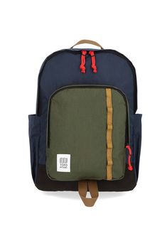 Topo - Session Pack - Olive/Navy - Front Functional Green Backpack For Commuting, Functional Navy Backpack For Everyday Use, Navy Functional Everyday Backpack, Modern Green Backpack For Outdoor Activities, Functional Outdoor Backpack, Standard Backpack With Silt Pocket For Daily Use, Interior Organization, Topo Designs, Easy Packing