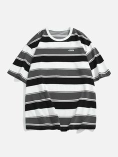 Harajuku Clothes, Skate T Shirts, Mens Stripes, Couple T-shirt, Streetwear Y2k, Street Wear Urban, Color Shorts, Style Streetwear