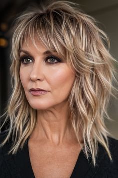 Rocker Hair, Medium Shag Haircuts, Haircuts For Medium Length Hair, Beauty Hair Color, Medium Length Hairstyles, Haircuts For Women Over 50, Choppy Bob, Bangs With Medium Hair, Lisa Rinna