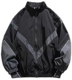 Windbreaker Jacket, Stand Collar, Collar, Black