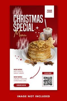 christmas special menu with pancakes and coffee