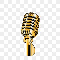 a golden microphone on a white background