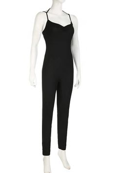 This sleeveless jumpsuit features suspenders and a daring backless design. The combination of suspenders and an open back creates a bold, stylish look perfect for making an impression. Details: Material: SPANDEX Fabric Type: POLYESTER Size (IN) Bust Waist Hip Thigh length Length S 27.56-31.50 22.44-26.38 29.53-33.46 16.93-20.87 46.46 M 29.13-33.07 24.02-27.95 31.10-35.04 17.72-21.65 47.24 L 30.71-34.65 25.59-29.53 32.68-36.61 18.50-22.44 48.03 Black Adjustable Straps Backless Bodysuit, Black Backless Bodysuit With Adjustable Straps, Summer Party Jumpsuits And Rompers With Built-in Bra, Black Overalls With Adjustable Straps For Summer, Black Summer Overalls With Adjustable Straps, Casual Party Bodysuit With Spaghetti Straps, Backless Jumpsuits And Rompers With Built-in Bra And Stretch, Casual Bodysuit With Spaghetti Straps For Parties, Black Overall Jumpsuit With Adjustable Straps