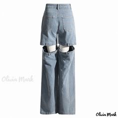 Olivia Mark - Timeless Low Waist Wide Leg Jeans with Distressed Hybrid Design Low Waist Jeans, Warm Leggings, Jean Large, Summer Jeans, Patchwork Jeans, Loose Jeans, Waist Jeans, Type Of Pants, Fashion Seasons