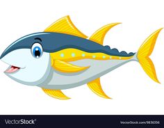 a blue and yellow fish with big eyes