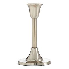 a silver candle holder on a white background