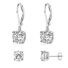 PRICES MAY VARY. Sterling silver cubic zirconia dangle earrings :5A high quality cubic zirconia dangle and drop , leverback design ,four different shape cubic zirconia and stud earring Cubic zirconia earrings: The total size:0.9inches, sterling silver plated leverback clasp ,lightweight, comfortable to wear Silver cubic zirconia earrings for women : Super shiny cubic zirconia, 925 sterling silver post leverback , hypoallergenic. Sterling silver earrings for women: classic design suitable for wom Earrings For Wedding, Sterling Silver Drop Earrings, Cubic Zirconia Earrings, Zirconia Earrings, Silver Drop Earrings, Stud Earring, Sterling Earrings, Earrings For Women, Sterling Silver Earrings