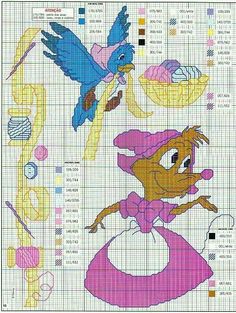 the cross stitch pattern shows an image of a cartoon character