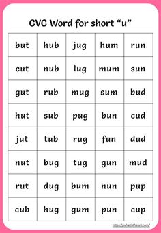 cvc word for short u worksheet