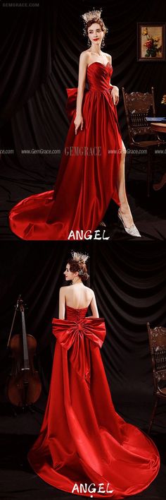 10% off now|Free shipping world-wide. Sweetheart High Low Red Satin Formal Dress with Big Bow In Back at GemGrace. Click to learn our pro custom-made service for wedding dress, formal dress. View #PromDresses for more ideas. Satin Gown With Long Train For Banquet, Bow Evening Dress For Prom Season Banquet, Wedding Evening Dress With Satin Bow For Prom Season, Satin Evening Dress With Bow For Prom Season, Satin Party Gown With Bow Detail, Satin Evening Dress With Bow For Prom, Satin Party Gown With Bow, Red Satin Ball Gown With Sweep Train, Satin Gown With Bow For Prom