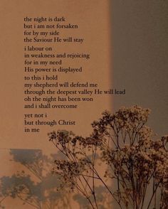 a poem is shown with flowers in the foreground and an image of a tree behind it