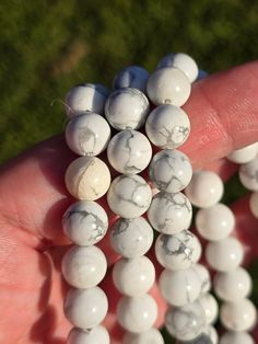 Howlite 8mm bead bracelet Howlite is a calming stone to help with an over-active mind. May assist with insomnia if placed under the pillow. Price is for 1 bracelet White Crystal Bracelet With Round Beads For Meditation, Hypoallergenic Stretch Bracelet For Meditation, White Round Bead Bracelets For Meditation, White Round Beads Bracelet For Meditation, White Beaded Bracelets For Meditation, Mindfulness Activities, Calming Stones, Insomnia, Bead Bracelet