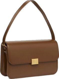 Classic Gold Satchel With Brass Hardware, Luxury Brown Baguette Bag For Daily Use, Classic Gold Shoulder Bag, Timeless Gold Rectangular Satchel, Brown Workwear Satchel With Gold-tone Hardware, Brown Satchel With Gold-tone Hardware For Work, Timeless Gold Shoulder Bag With Brass Hardware, Chic Everyday Satchel With Brass Hardware, Elegant Satchel With Brass Hardware For Daily Use