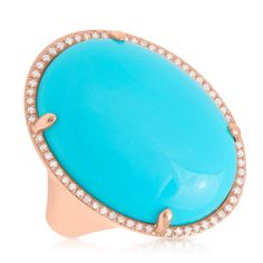 14KT Rose Gold Turquoise Diamond Oval Cocktail Ring Fine Ring, Gold Number, Ring Oval, Oval Diamond, Cocktail Ring, 14kt Gold, Cocktail Rings, Diamond Jewelry, Types Of Metal