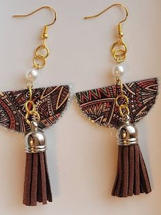 Elegant Brown Adjustable Tassel Earrings, Brown Fringe Tassel Earrings For Gift, Brown Fringe Tassel Earrings As Gift, Brown Fringed Tassel Earrings Gift, Elegant Brown Dangle Tassel Earrings, Brown Dangle Earrings With Tassels, Trendy Adjustable Tassel Earrings As Gift, African Inspired Earrings, Diy Tassel Earrings