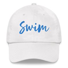 "Dad hats" aren't just for dads. Everyone loves their soft, casual feel and vintage look. This one's got a low profile with an adjustable strap and curved visor. Made for those who know how to make a splash, this hat combines comfort and coolness in one awesome package. The classic "dad style" cap design brings timeless vibes, while the vibrant "Swim" embroidery script adds a touch of aquatic fun to your everyday look. Whether you're hitting the pool deck or just want to rock that laid-back, wee Embroidery Script, Dad Style, Dad Fashion, Camo Colors, Printing Business, Pool Deck, Detail Shop, Cap Design, Green Camo