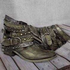 Botas Western, Bota Country, Boho Mode, Chunky Heel Ankle Boots, Summer Boots, Short Leather Boots, Vintage Slip, Orthopedic Shoes, Lady Biker