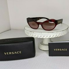 Versace Ve 4356 Sunglasses . Plastic Lenses Provide 100% Uv Protection Integrated Nose Guards Medusa Hardware Silhouettes At Each Temple Complementary Face Shapes: Heart, Oval, Square Protective Soft Case Included Made In Italy Eye Size: 53 Mm Bridge: 15 Mm Temple Size: 137 Mm. Formal Purple Sunglasses With Tinted Lenses, Formal Purple Tinted Sunglasses, Purple Sunglasses With Gradient Lenses For Evening, Purple Tinted Sunglasses For Evening, Elegant Purple Cat Eye Sunglasses, Elegant Purple Sunglasses With Tinted Lenses, Elegant Purple Tinted Sunglasses, Face Shapes Heart, Versace Medusa Sunglasses