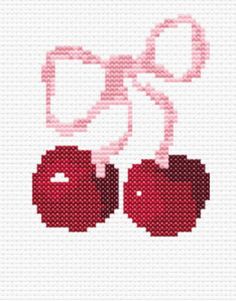 the cross stitch pattern has two cherries on it