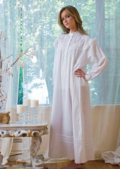 Victorian nightgown Edwardian Nightgown, Nightgown Pattern, Cotton Nighties, Below The Knee Dresses, Fashion Terms, Gown Pattern