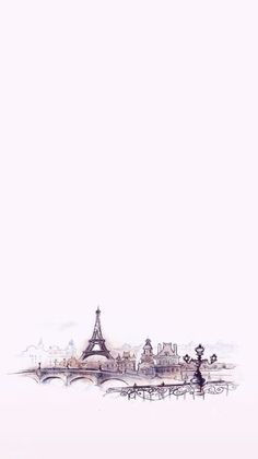 the eiffel tower is shown in this watercolor painting