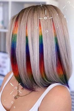 Peekaboo Hair, Vivid Hair Color, Rainbow Hair Color, Creative Hair Color, Wild Hair, Hair Color Blue, Colored Hair