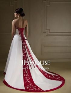 Burgundy Wedding Dress, Country Bridal Gown, Red And White Wedding, Satin Embroidery, Red And White Weddings, Red Wedding Dress, Embroidery Wedding, Red Wedding Dresses, Wedding Dresses Satin