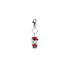 a hello kitty keychain with a red bow on it's head is shown